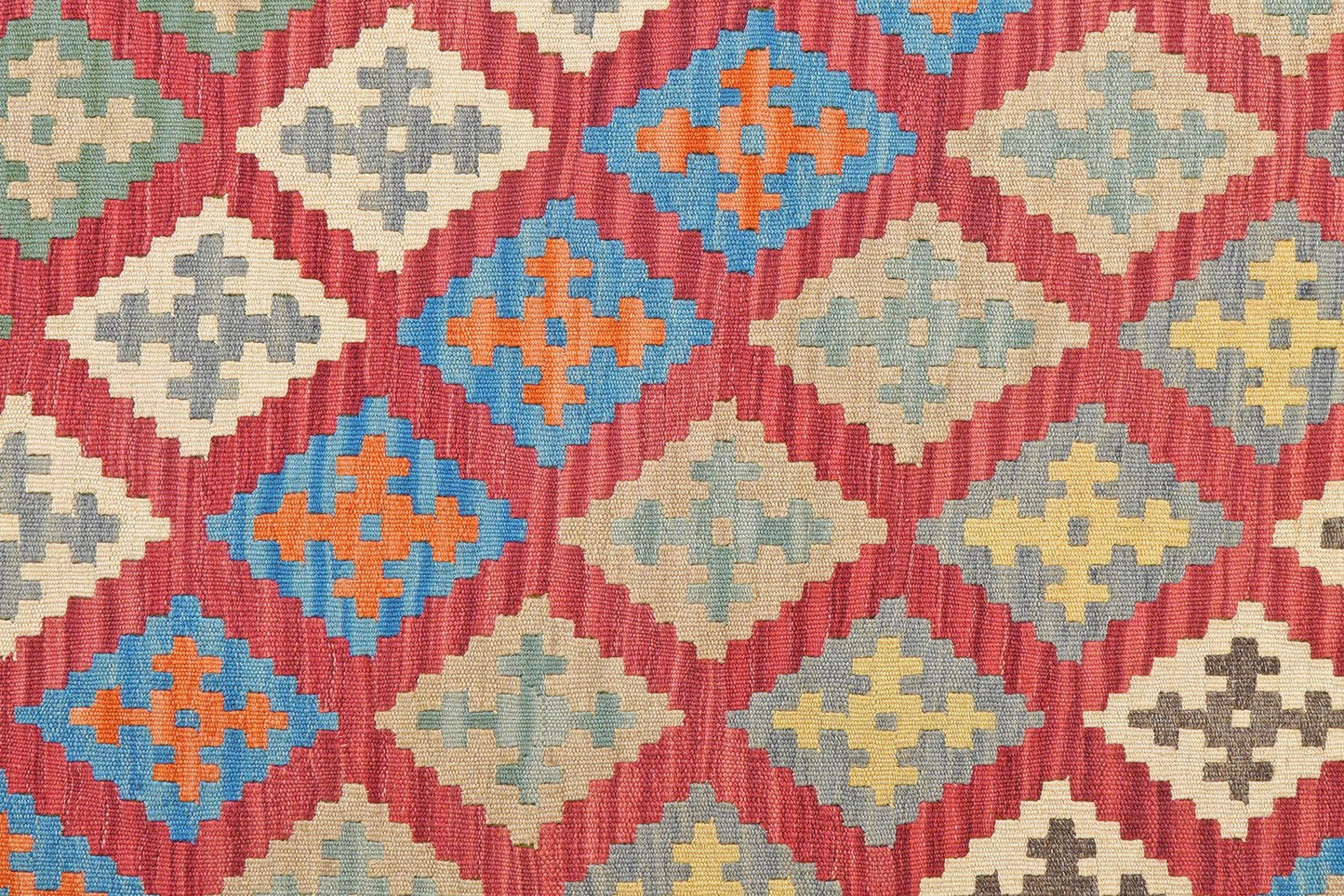 Kelim Gashgai — Handmade, 206x297 cm, Red, 100% Virgin Wool | View 5
