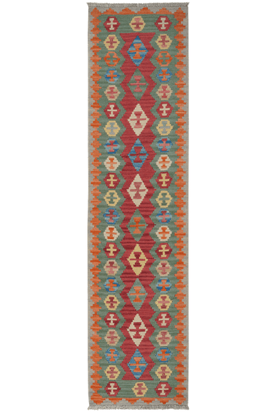 Kelim Gashgai — Handmade, 61x246 cm, Red, 100% Virgin Wool | Main view