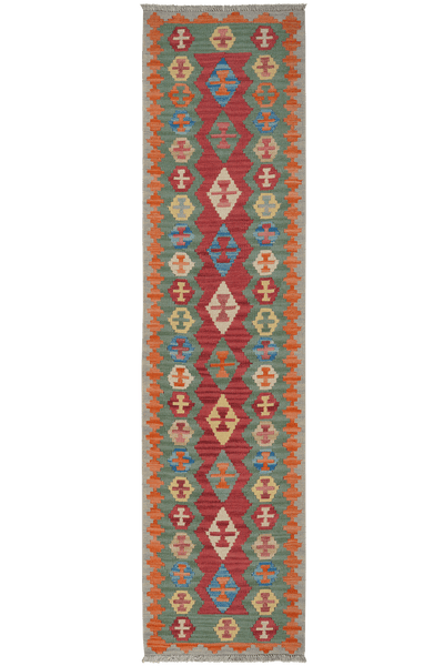 Kelim Gashgai — Handmade, 61x246 cm, Red, 100% Virgin Wool | Main view