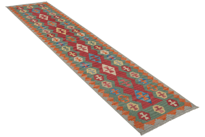 Kelim Gashgai — Handmade, 61x246 cm, Red, 100% Virgin Wool | View 4