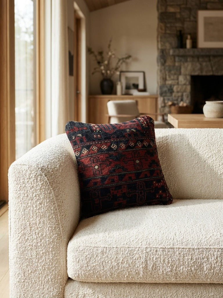 Kelim Kissen – Bunt, 40x40 cm, 100% Schurwolle | Detailansicht