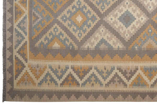 Kelim Gashgai — Handmade, 184x246 cm, Grey, 100% Virgin Wool | View 3
