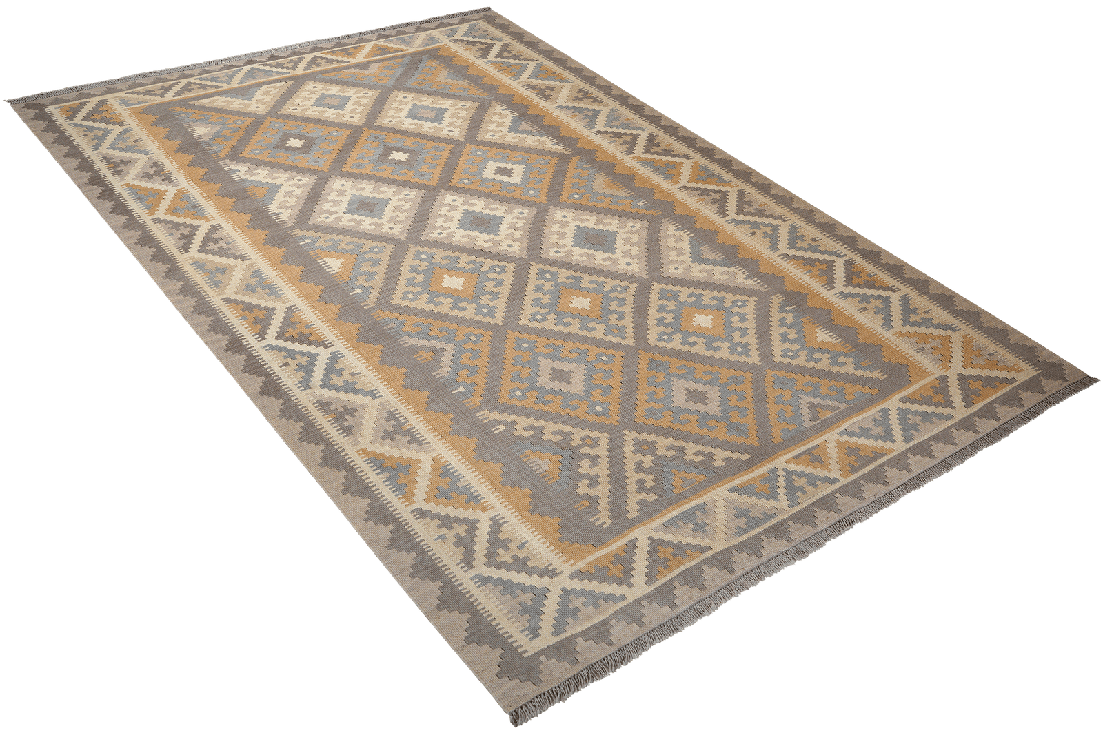 Kelim Gashgai — Handmade, 184x246 cm, Grey, 100% Virgin Wool | View 4