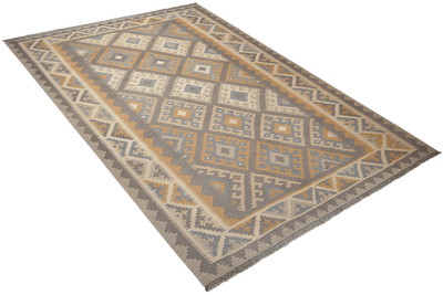Kelim Gashgai — Handmade, 184x246 cm, Grey, 100% Virgin Wool | View 4