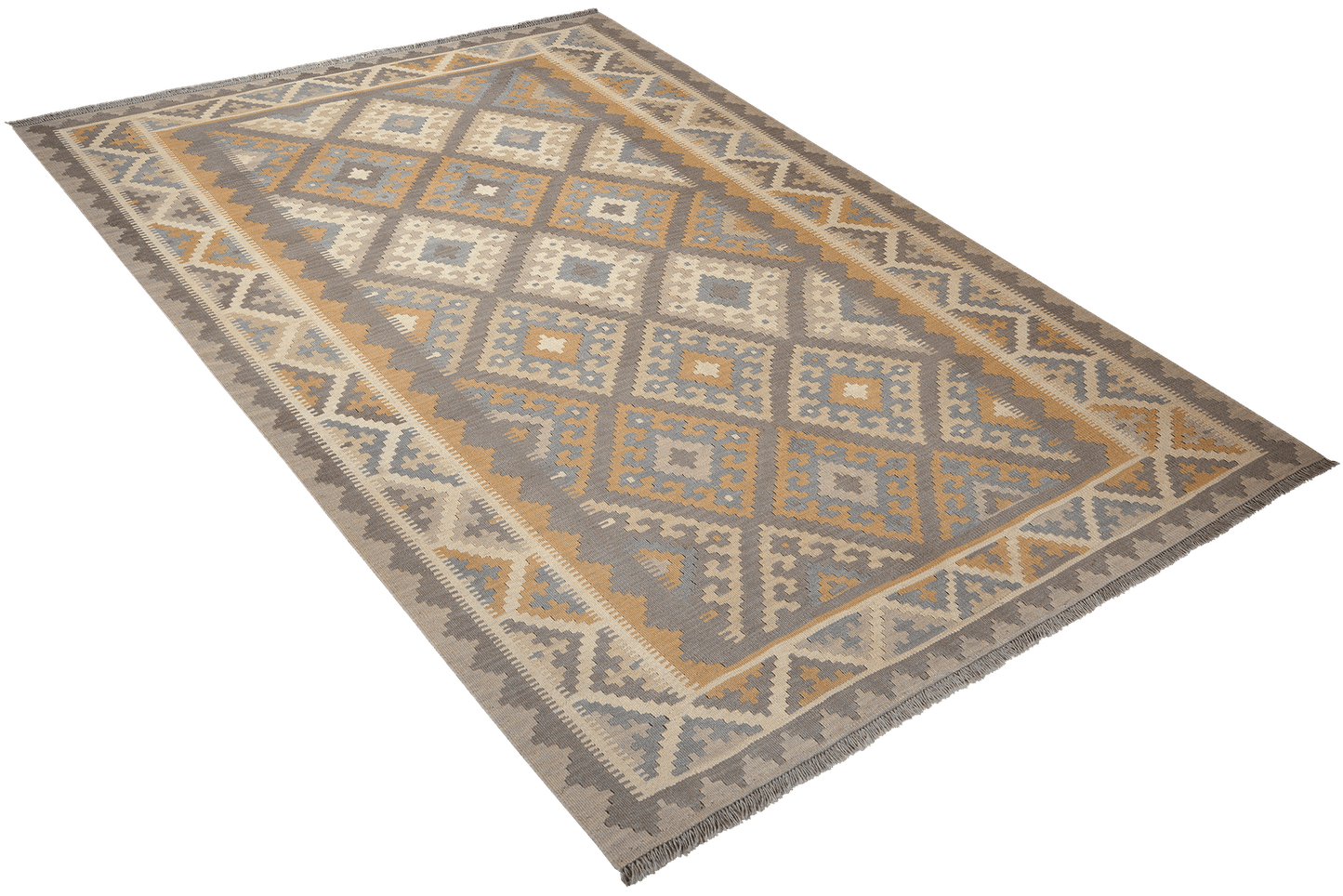 Kelim Gashgai — Handmade, 184x246 cm, Grey, 100% Virgin Wool | View 4