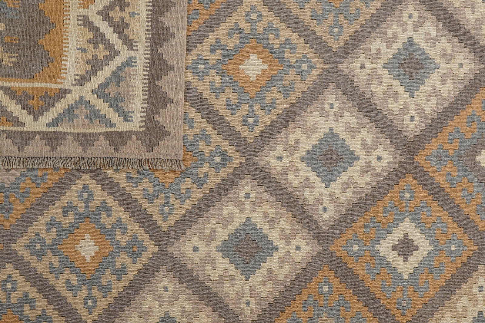 Kelim Gashgai — Handmade, 184x246 cm, Grey, 100% Virgin Wool | View 6
