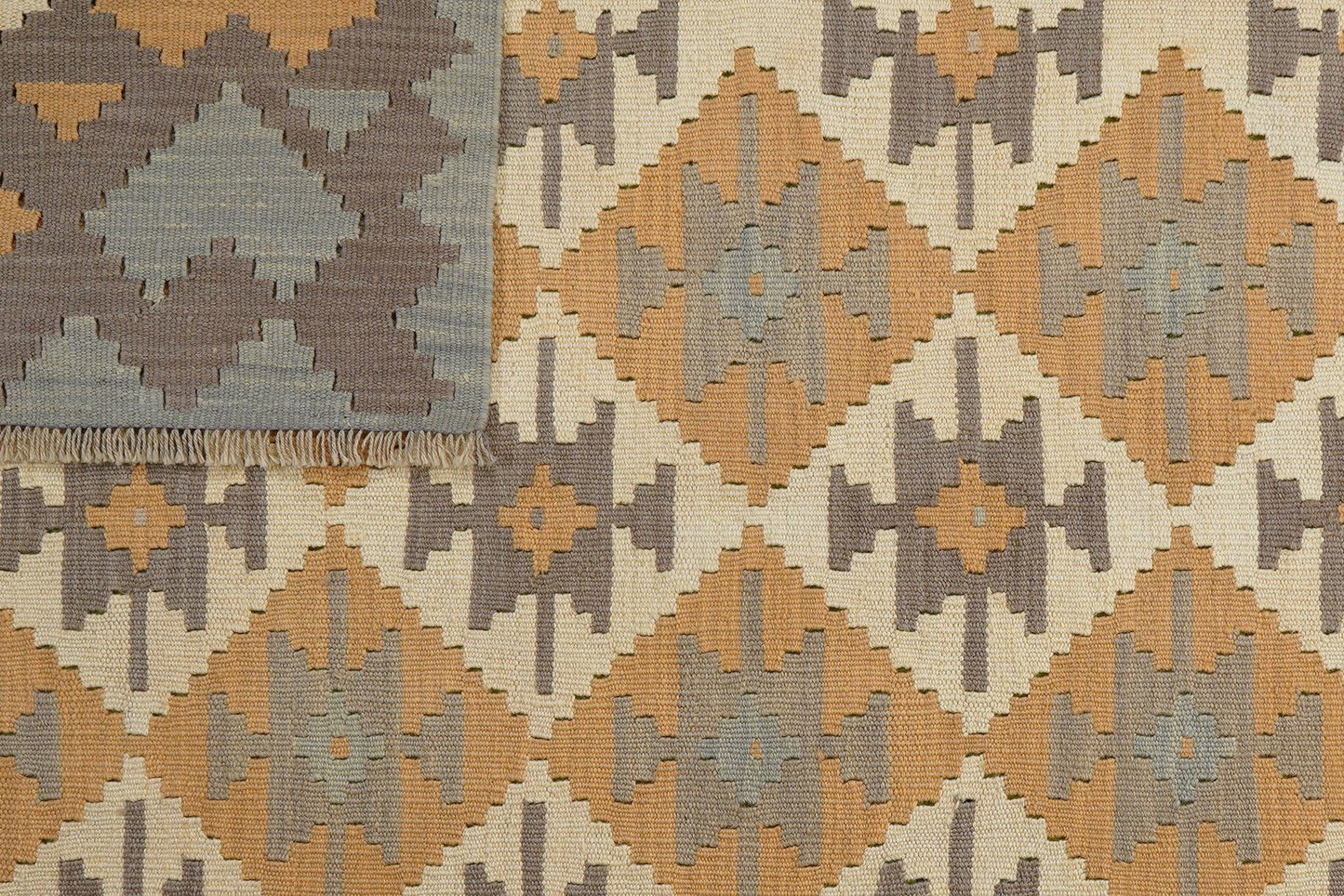 Kelim Gashgai — Handmade, 174x240 cm, Beige, 100% Virgin Wool | View 6