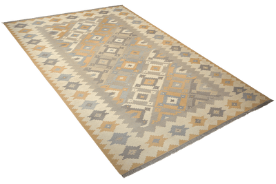 Kelim Gashgai — Handmade, 205x300 cm, Grey, 100% Virgin Wool | View 4