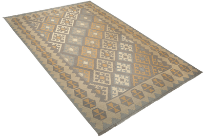 Kelim Gashgai — Handmade, 209x302 cm, Grey, 100% Virgin Wool | View 4