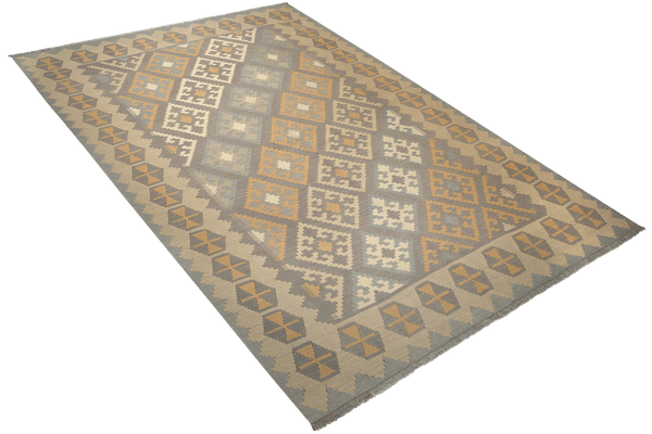 Kelim Gashgai — Handmade, 209x302 cm, Grey, 100% Virgin Wool | View 4