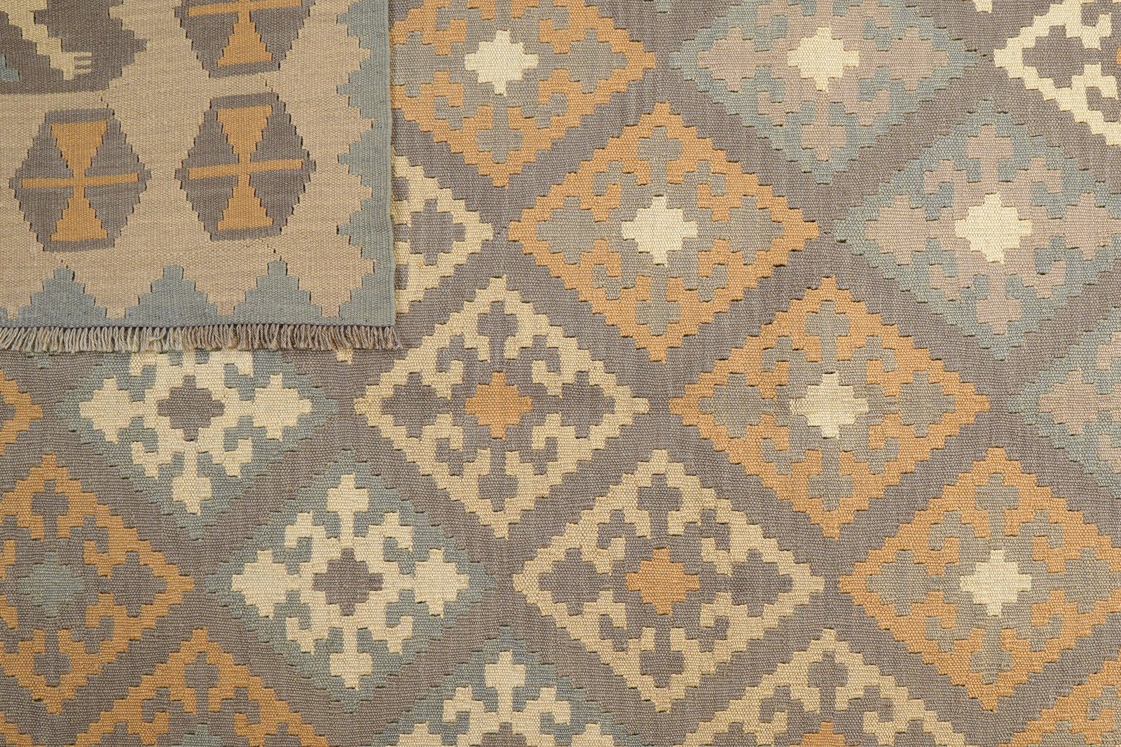 Kelim Gashgai — Handmade, 209x302 cm, Grey, 100% Virgin Wool | View 6