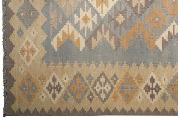 Kelim Gashgai — Handmade, 203x291 cm, Grey, 100% Virgin Wool | View 3