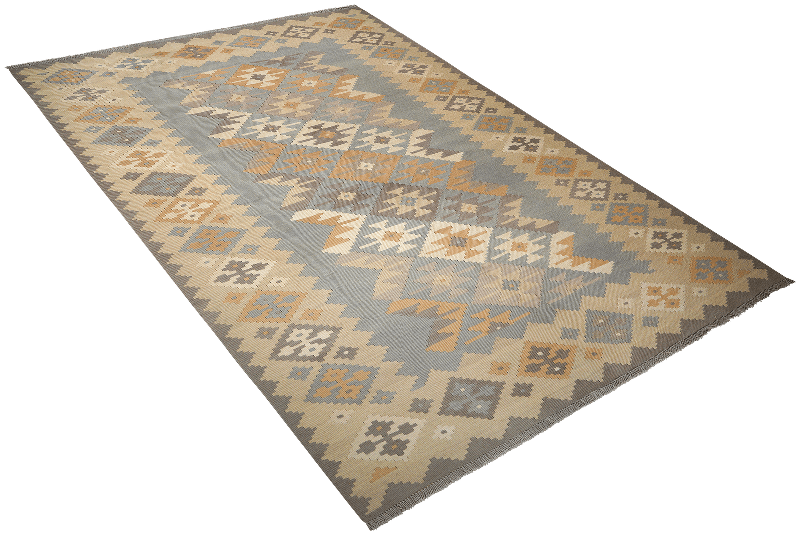 Kelim Gashgai — Handmade, 203x291 cm, Grey, 100% Virgin Wool | View 4