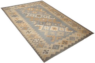 Kelim Gashgai — Handmade, 203x291 cm, Grey, 100% Virgin Wool | View 4