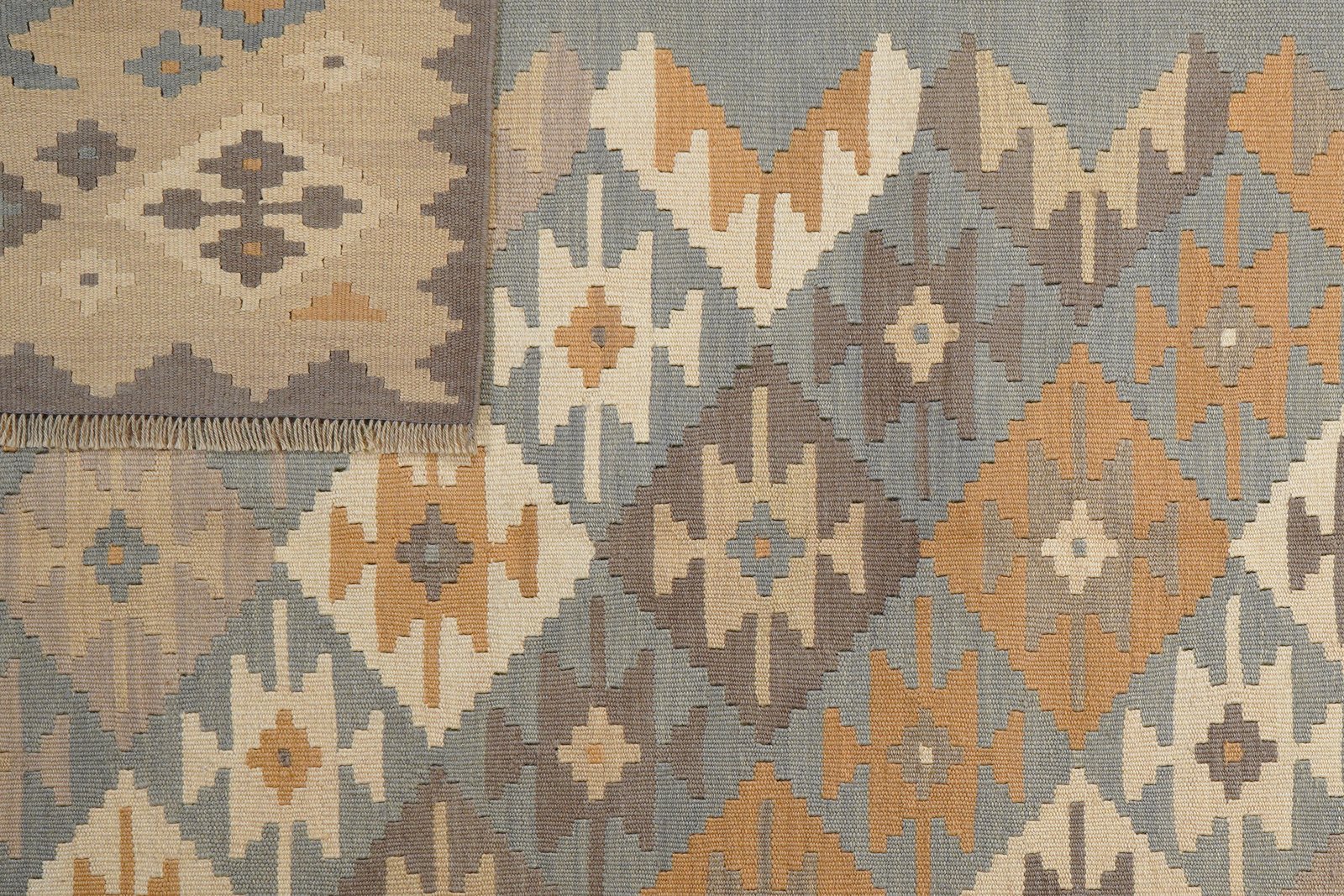 Kelim Gashgai — Handmade, 203x291 cm, Grey, 100% Virgin Wool | View 6