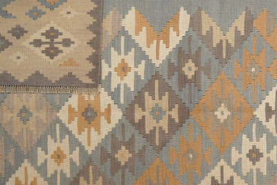 Kelim Gashgai — Handmade, 203x291 cm, Grey, 100% Virgin Wool | View 6