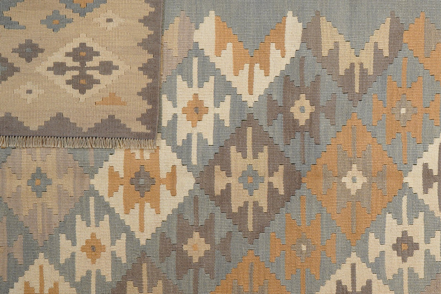 Kelim Gashgai — Handmade, 203x291 cm, Grey, 100% Virgin Wool | View 6