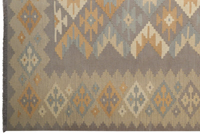 Kelim Gashgai — Handmade, 202x291 cm, Grey, 100% Virgin Wool | View 3