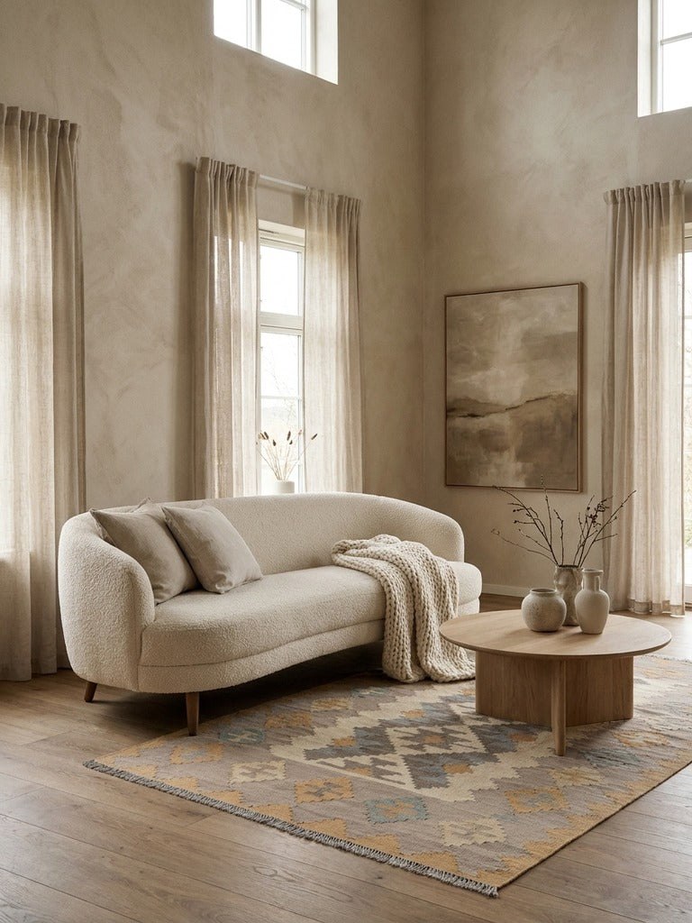 Kelim Gashgai — Handmade, 122x185 cm, Beige, 100% Virgin Wool | Detail view