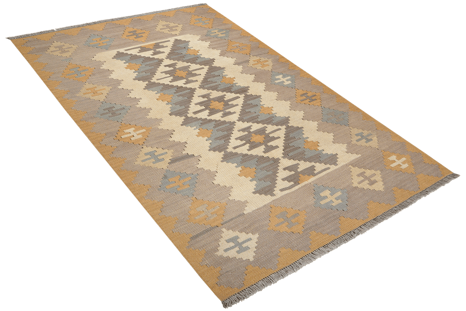 Kelim Gashgai — Handmade, 122x185 cm, Beige, 100% Virgin Wool | View 4