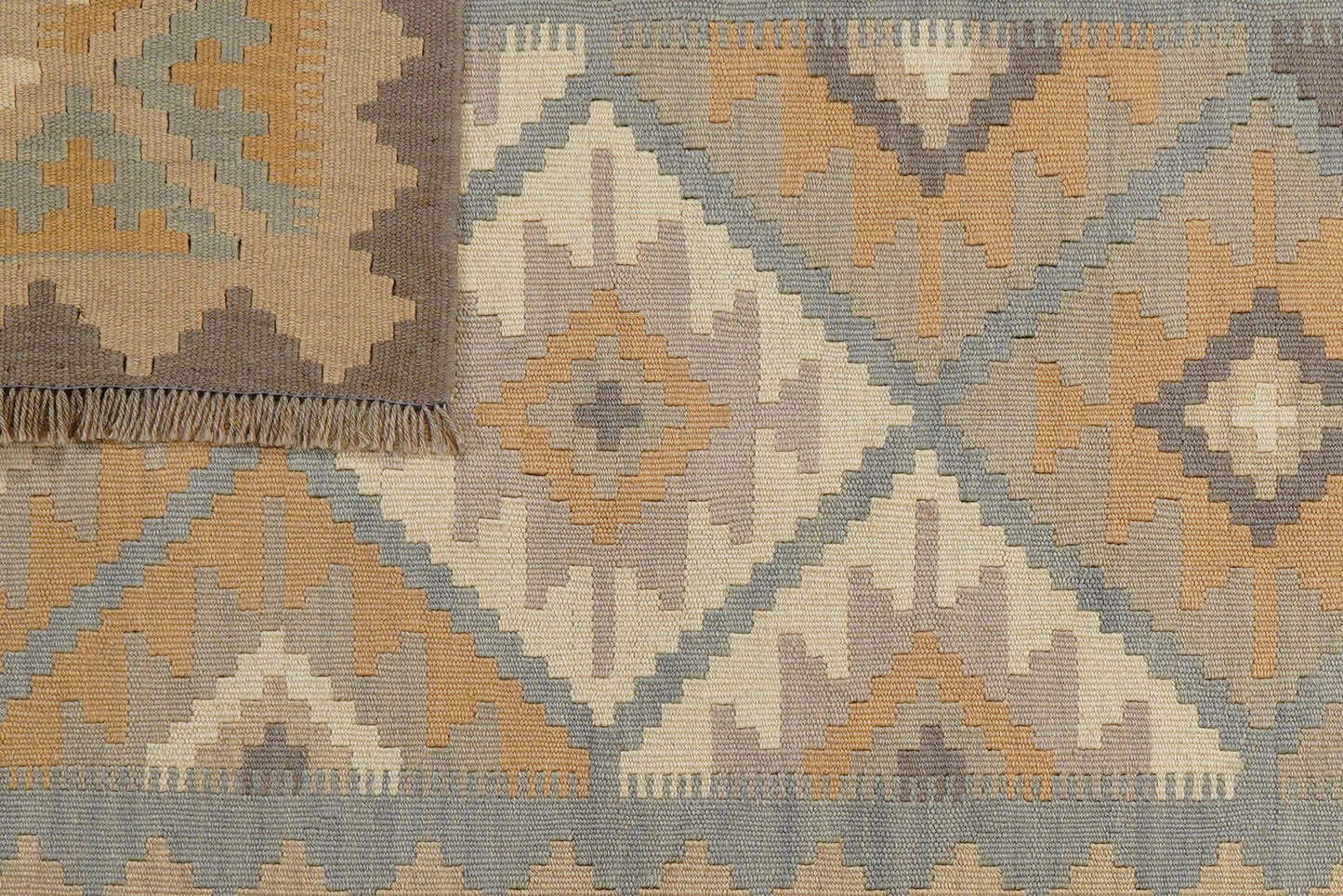 Kelim Gashgai — Handmade, 118x178 cm, Grey, 100% Virgin Wool | View 6