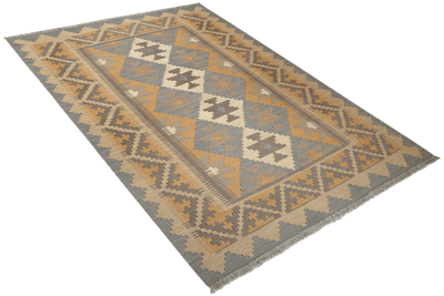 Kelim Gashgai — Handmade, 128x180 cm, Grey, 100% Virgin Wool | View 4