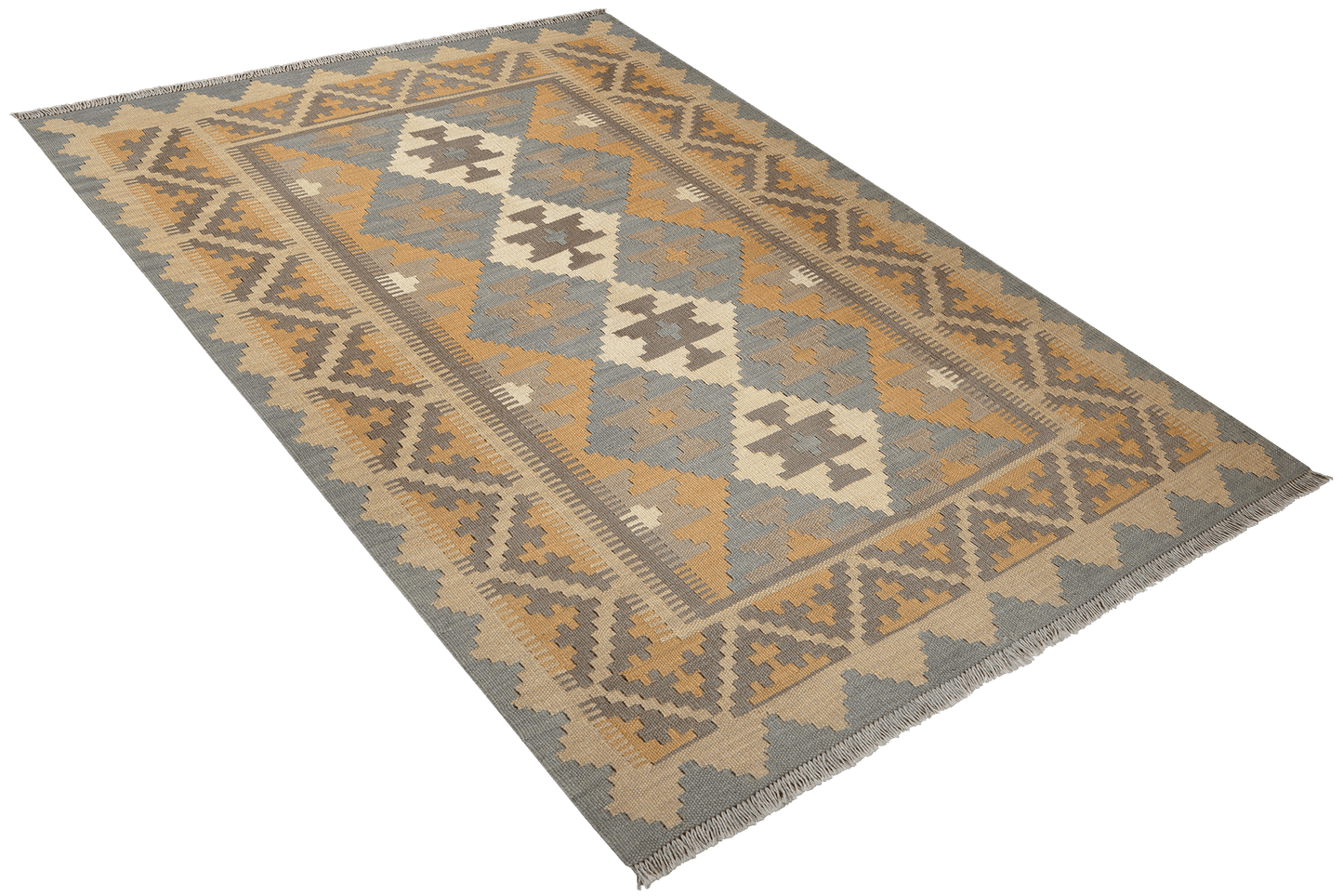 Kelim Gashgai — Handmade, 128x180 cm, Grey, 100% Virgin Wool | View 4