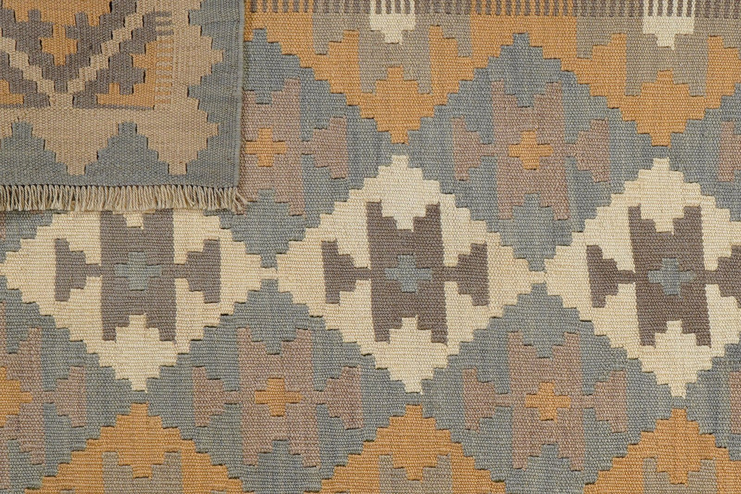 Kelim Gashgai — Handmade, 128x180 cm, Grey, 100% Virgin Wool | View 6