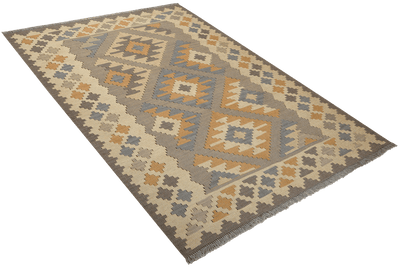 Kelim Gashgai — Handmade, 125x176 cm, Grey, 100% Virgin Wool | View 4