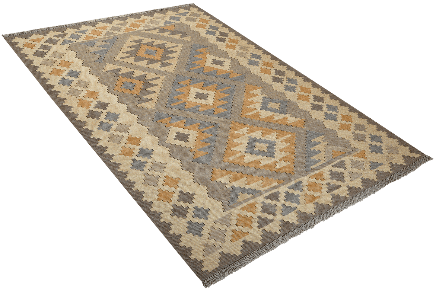 Kelim Gashgai — Handmade, 125x176 cm, Grey, 100% Virgin Wool | View 4