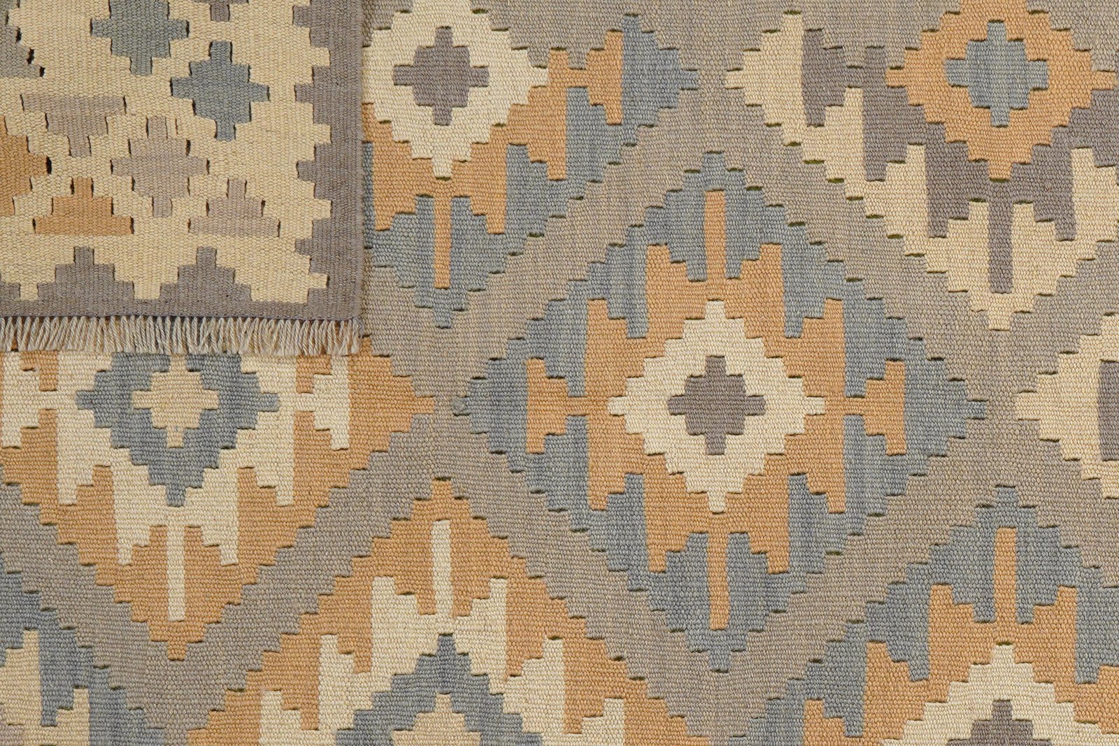 Kelim Gashgai — Handmade, 125x176 cm, Grey, 100% Virgin Wool | View 6