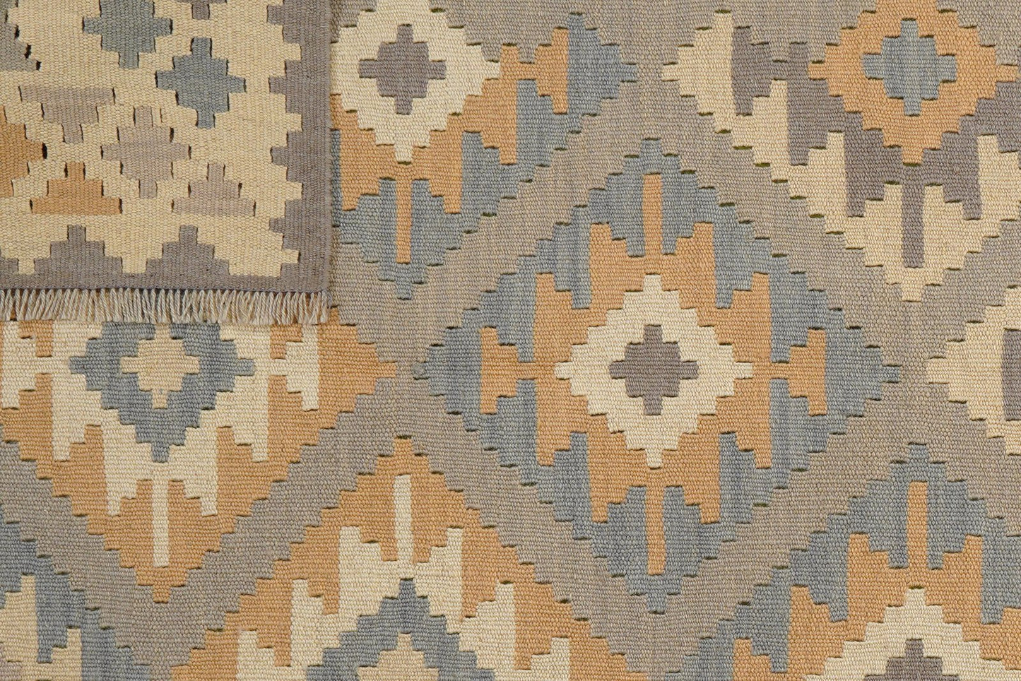 Kelim Gashgai — Handmade, 125x176 cm, Grey, 100% Virgin Wool | View 6