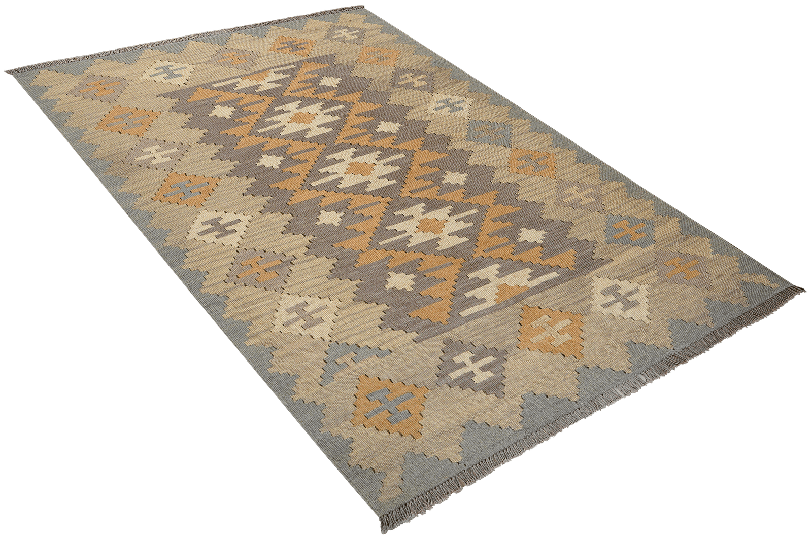 Kelim Gashgai — Handmade, 121x176 cm, Grey, 100% Virgin Wool | View 4