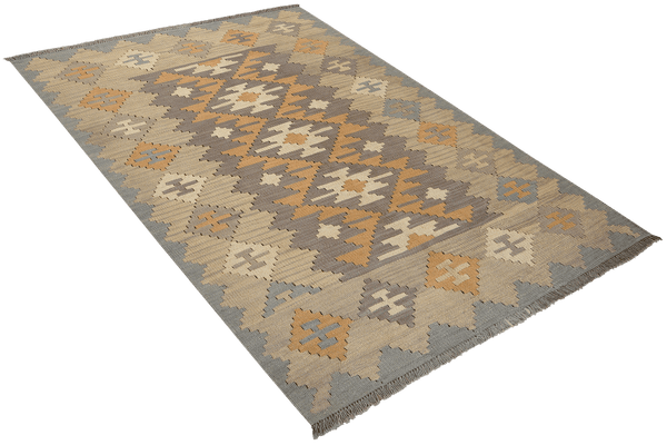Kelim Gashgai — Handmade, 121x176 cm, Grey, 100% Virgin Wool | View 4