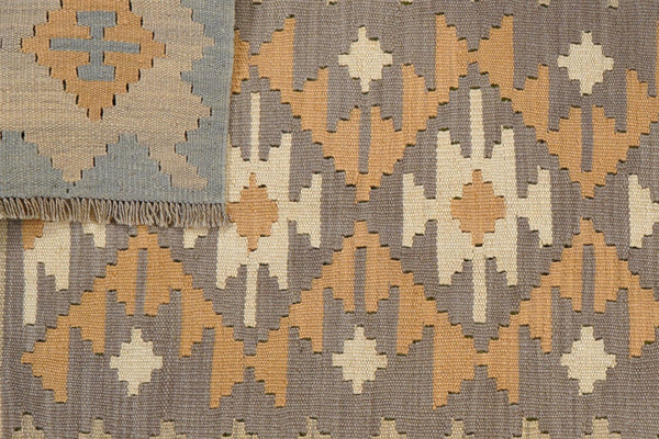Kelim Gashgai — Handmade, 121x176 cm, Grey, 100% Virgin Wool | View 6