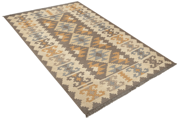 Kelim Gashgai — Handmade, 119x173 cm, Grey, 100% Virgin Wool | View 4