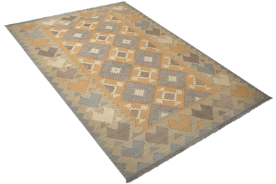 Kelim Gashgai — Handmade, 177x245 cm, Yellow, 100% Virgin Wool | View 4