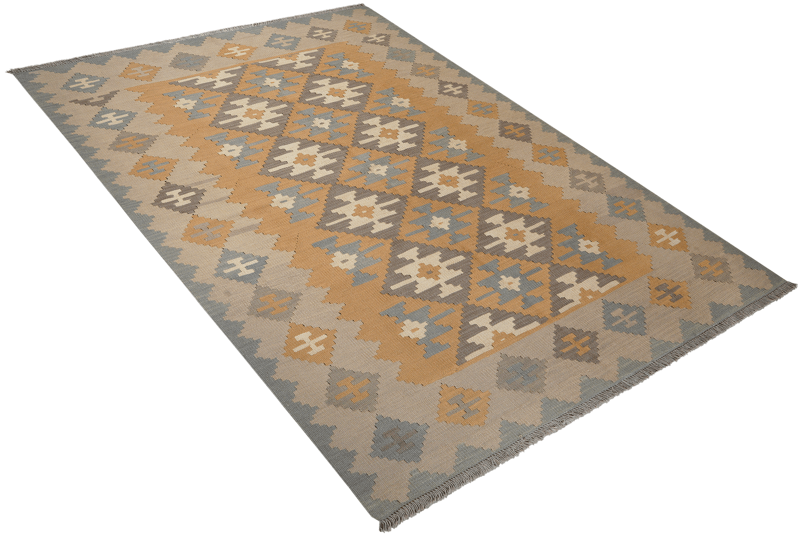 Kelim Gashgai — Handmade, 170x238 cm, Yellow, 100% Virgin Wool | View 4