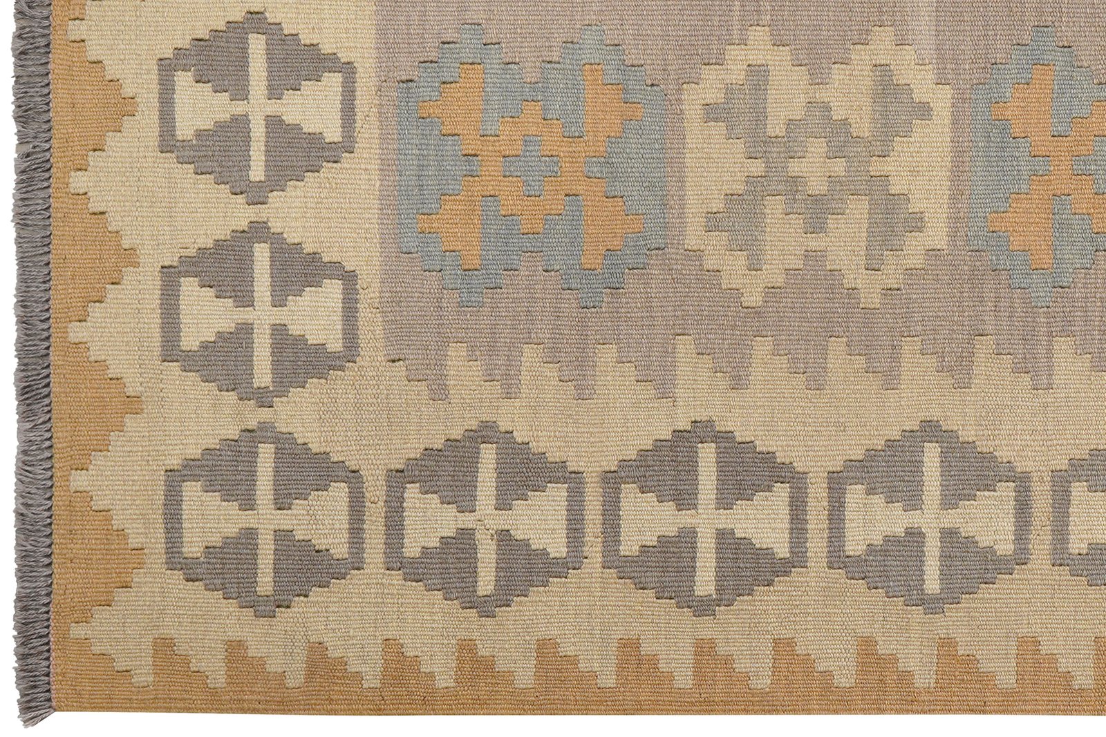 Kelim Gashgai — Handmade, 122x177 cm, Grey, 100% Virgin Wool | View 3