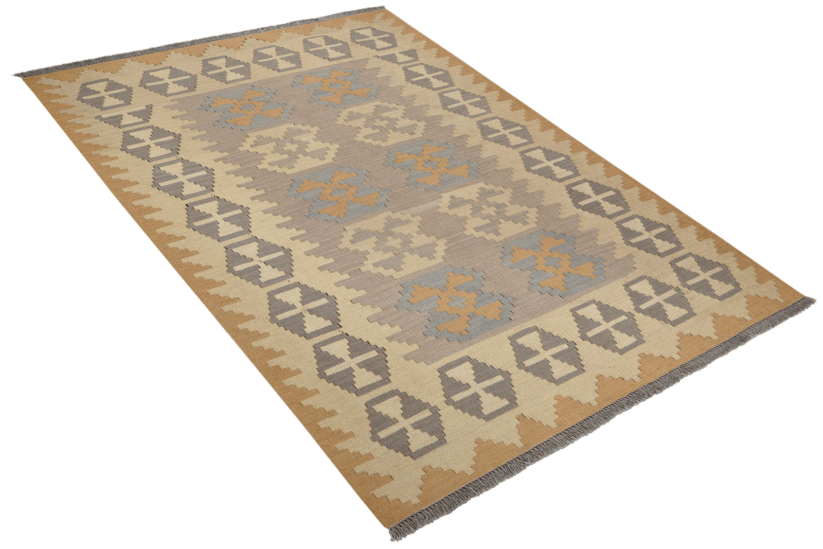 Kelim Gashgai — Handmade, 122x177 cm, Grey, 100% Virgin Wool | View 4