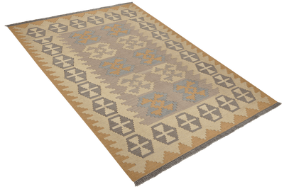 Kelim Gashgai — Handmade, 122x177 cm, Grey, 100% Virgin Wool | View 4