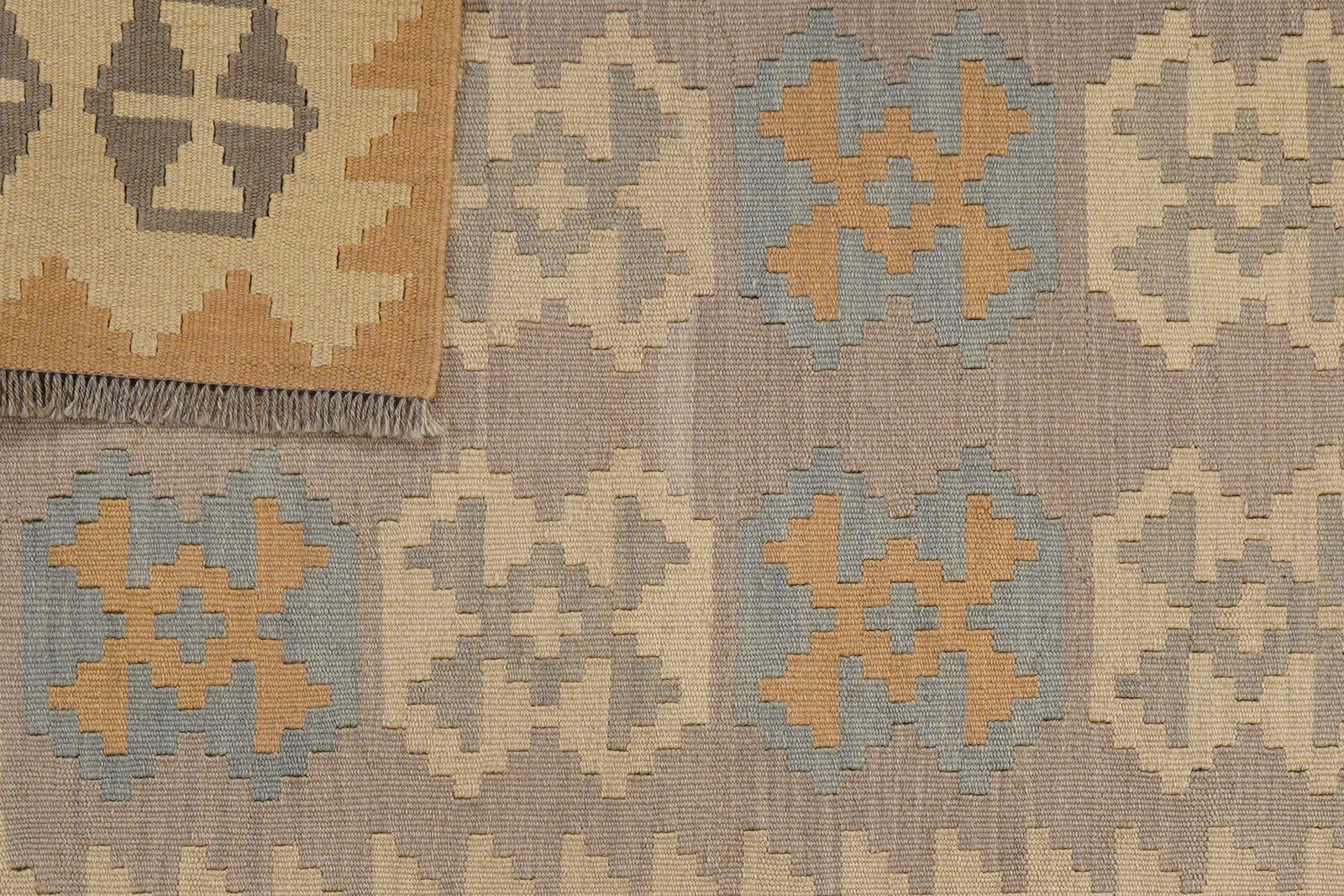 Kelim Gashgai — Handmade, 122x177 cm, Grey, 100% Virgin Wool | View 6