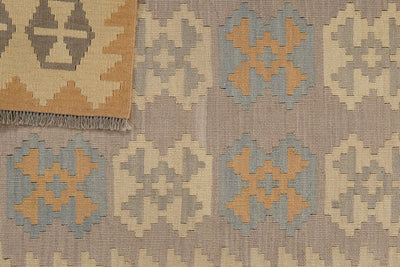 Kelim Gashgai — Handmade, 122x177 cm, Grey, 100% Virgin Wool | View 6