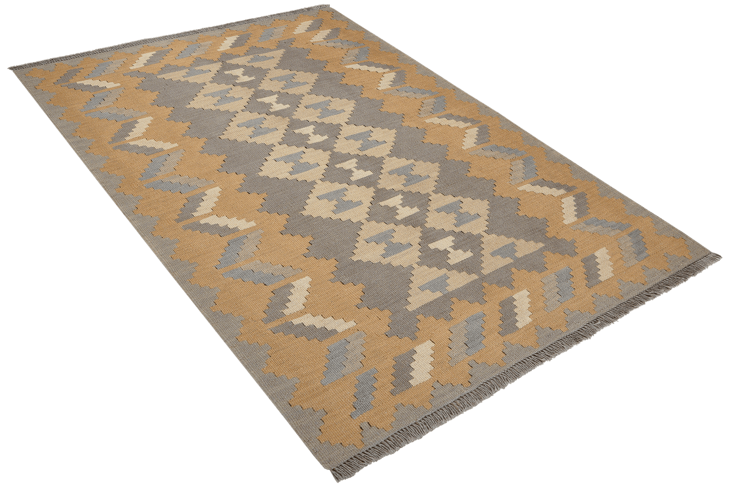 Kelim Gashgai — Handmade, 119x165 cm, Grey, 100% Virgin Wool | View 4