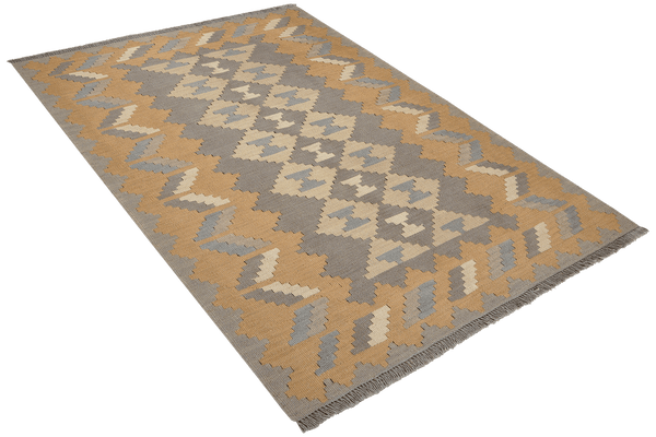 Kelim Gashgai — Handmade, 119x165 cm, Grey, 100% Virgin Wool | View 4