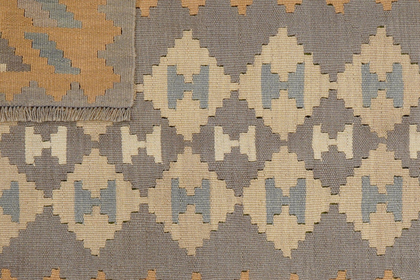 Kelim Gashgai — Handmade, 119x165 cm, Grey, 100% Virgin Wool | View 6