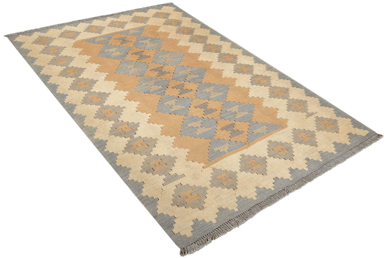 Kelim Gashgai — Handmade, 115x163 cm, Grey, 100% Virgin Wool | View 4