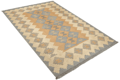 Kelim Gashgai — Handmade, 115x163 cm, Grey, 100% Virgin Wool | View 4