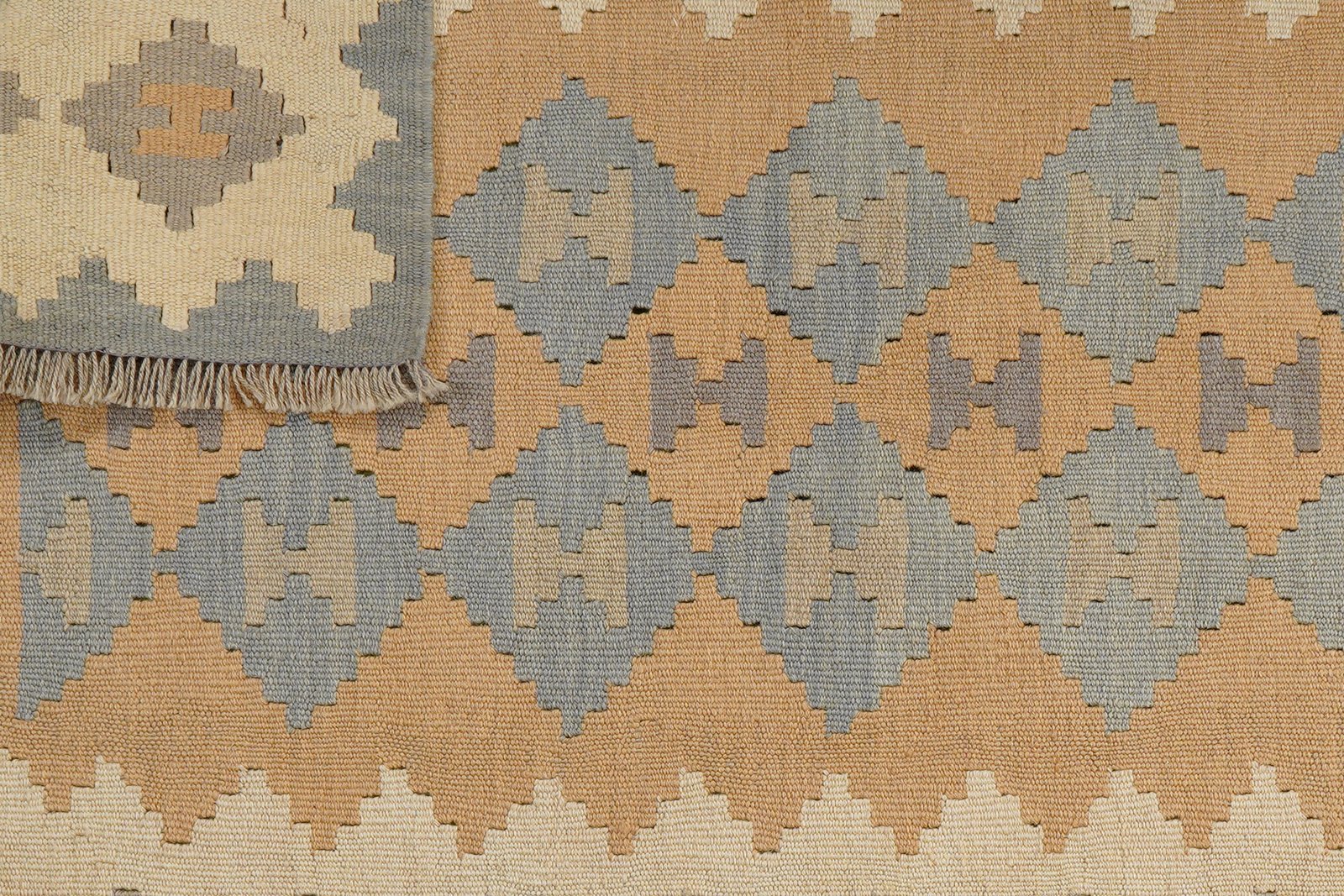 Kelim Gashgai — Handmade, 115x163 cm, Grey, 100% Virgin Wool | View 6