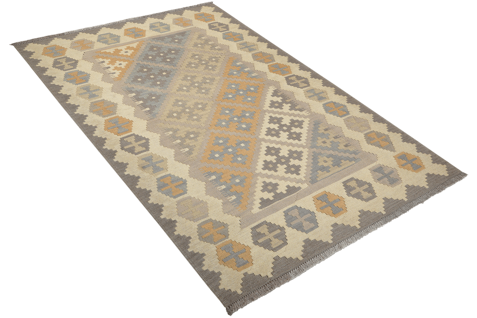 Kelim Gashgai — Handmade, 116x178 cm, Grey, 100% Virgin Wool | View 4